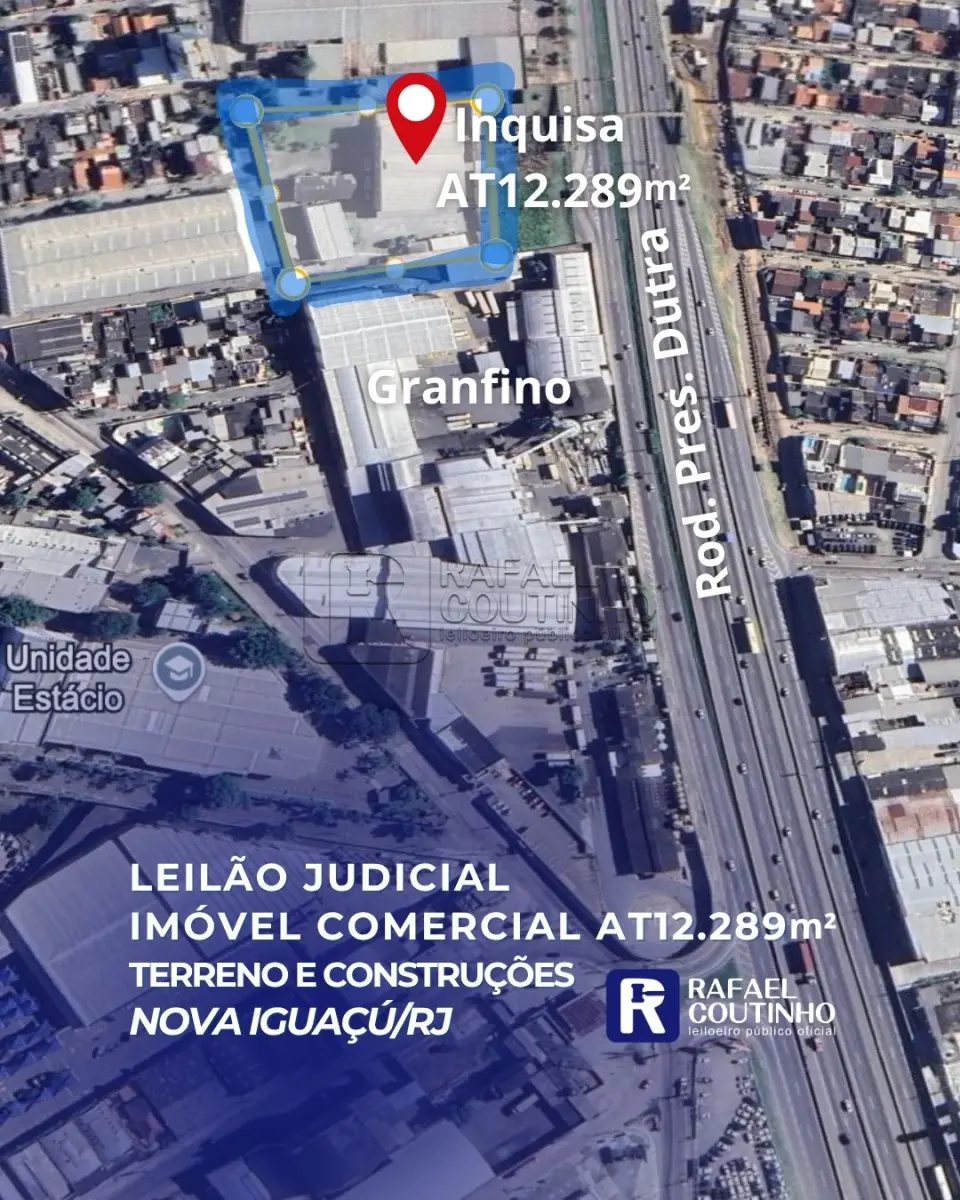 LOTE ÚNICO - Imóvel comercial, tipo prédio empresarial - Rua Alan Kardec, nº 463 - Califórnia, Nova Iguaçú/RJ. Terreno e Respectivas Construções. Pague em até 60 vezes.