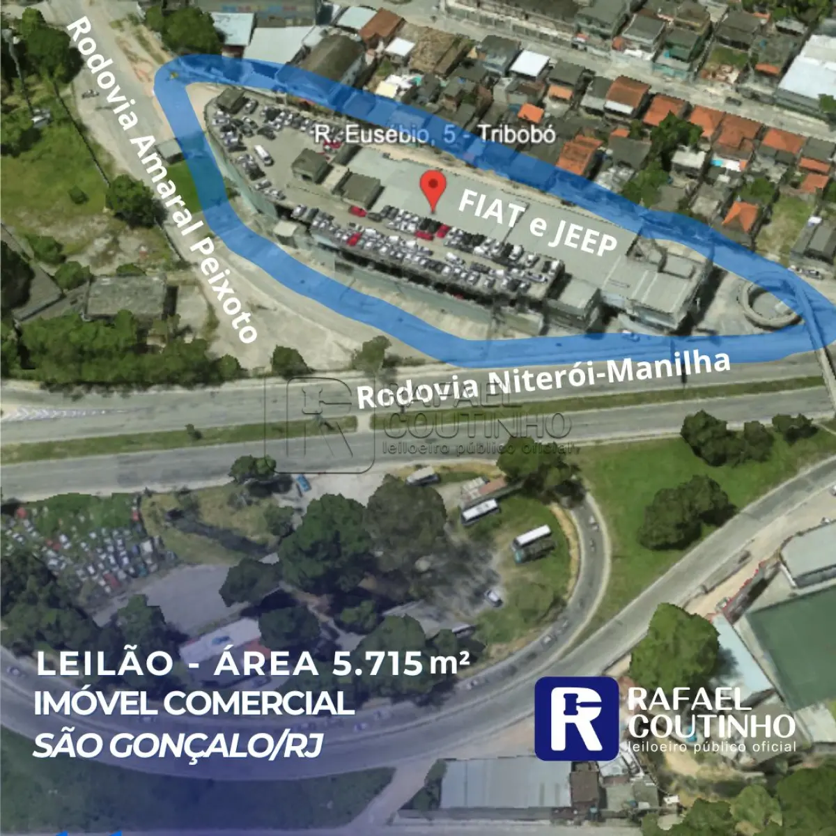 Imóvel Comercial - Área 5.715m² - Margem da Rod. Niterói-Manilha, esquina com Rod. Amaral Peixoto - São Gonçalo/RJ. Terreno e Respectivas Construções. Locação Averbada na Matrícula.