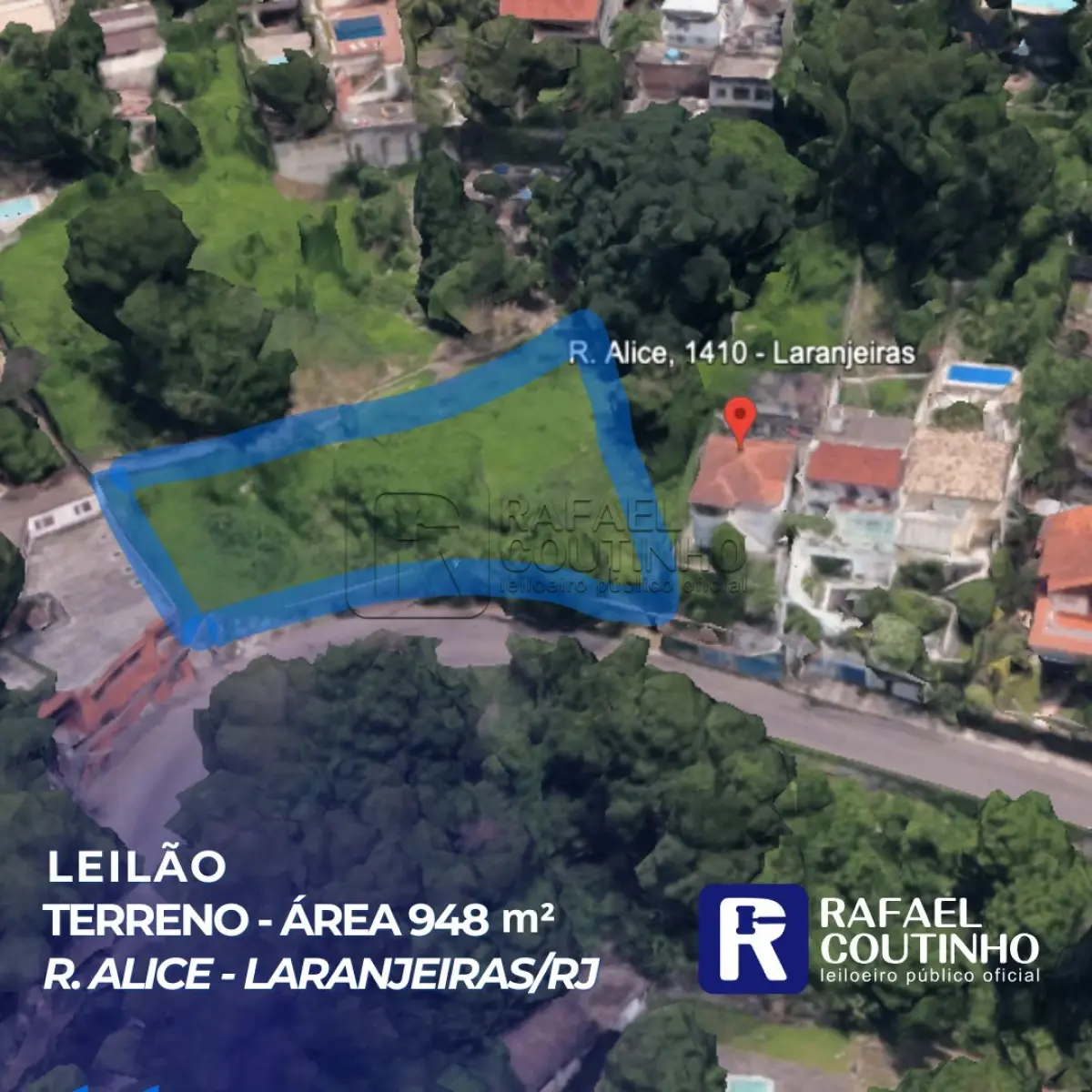 Área 948 m² - Rua Alice em Laranjeiras/RJ - Terreno e respectivas construções. Pague em até 60 vezes.