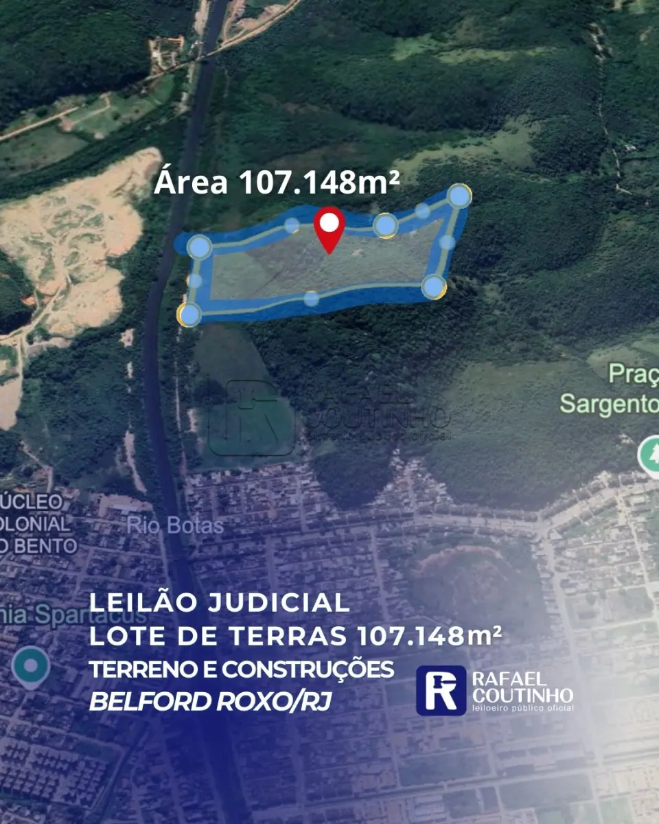Lote de Terras - Área 107.148m² - Núcleo Colonial São Bento, Belford Roxo/RJ. Terreno e Respectivas Construções. Pague em até 60 vezes.