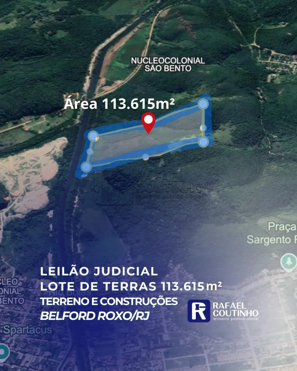 Lote de Terras - Área 113.615m² - Núcleo Colonial São Bento, Belford Roxo/RJ. Terreno e Respectivas Construções. Pague em até 60 vezes.