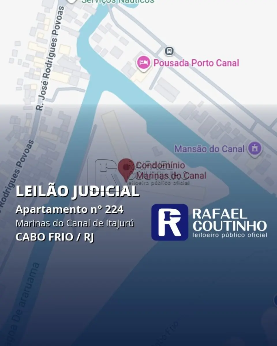 LOTE 001 - Apartamento nº 224 no Apart Hotel Marinas do Canal, Itajurú/Gamboa, Cabo Frio/RJ. Sala e Quarto Conjugados.