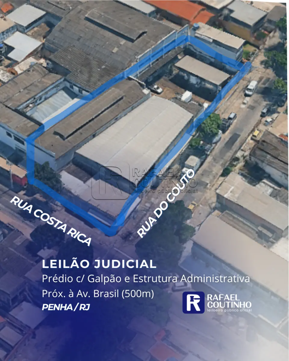 LOTE ÚNICO - Edificação Comercial próx. à Av. Brasil na Penha/RJ. Terreno e Respectivas Construções. Pague em até 60 vezes.
