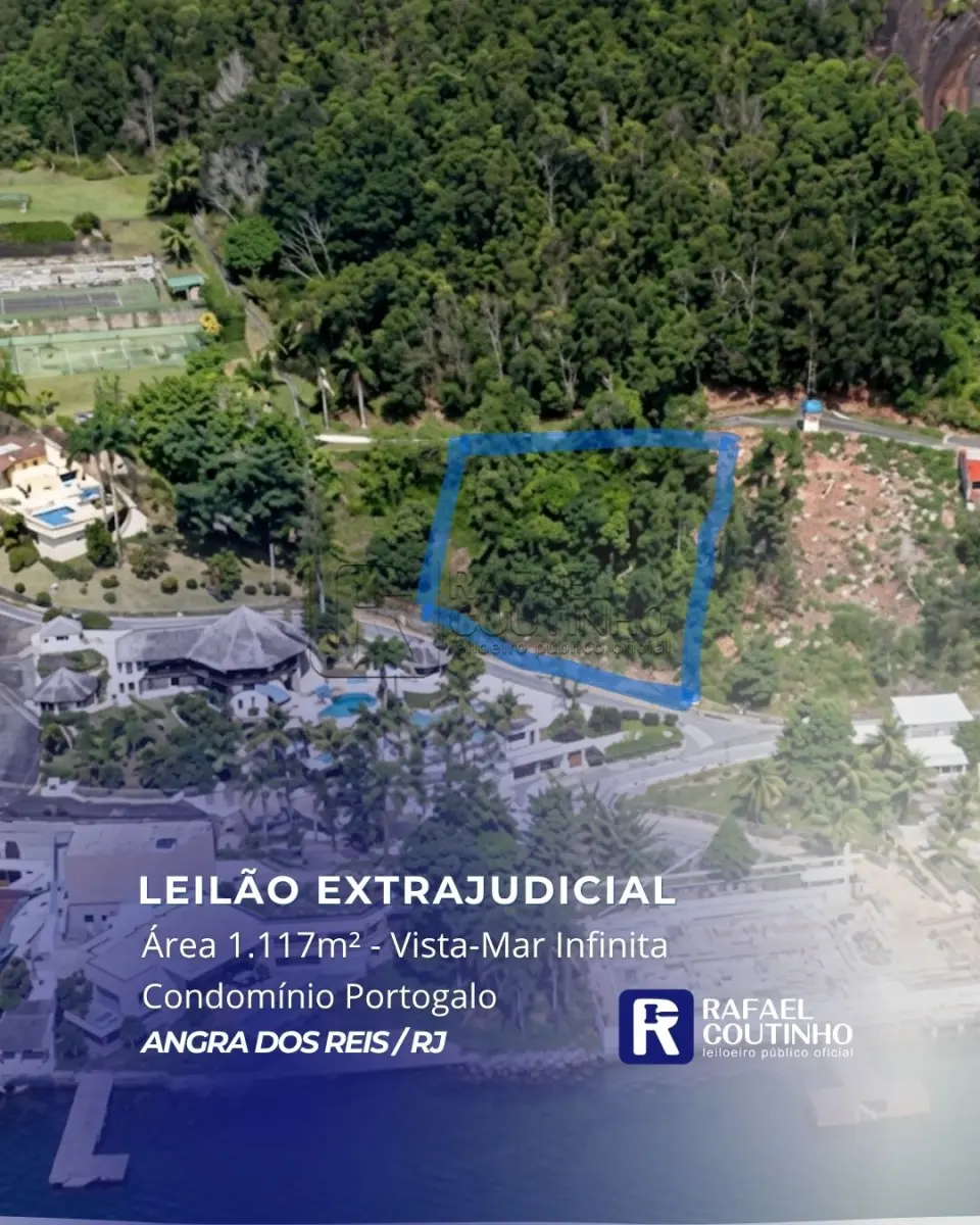 LOTE ÚNICO - Lote de 1.117m2 com vista infinita mar no Condomínio Portogalo em Angra dos Reis/RJ.