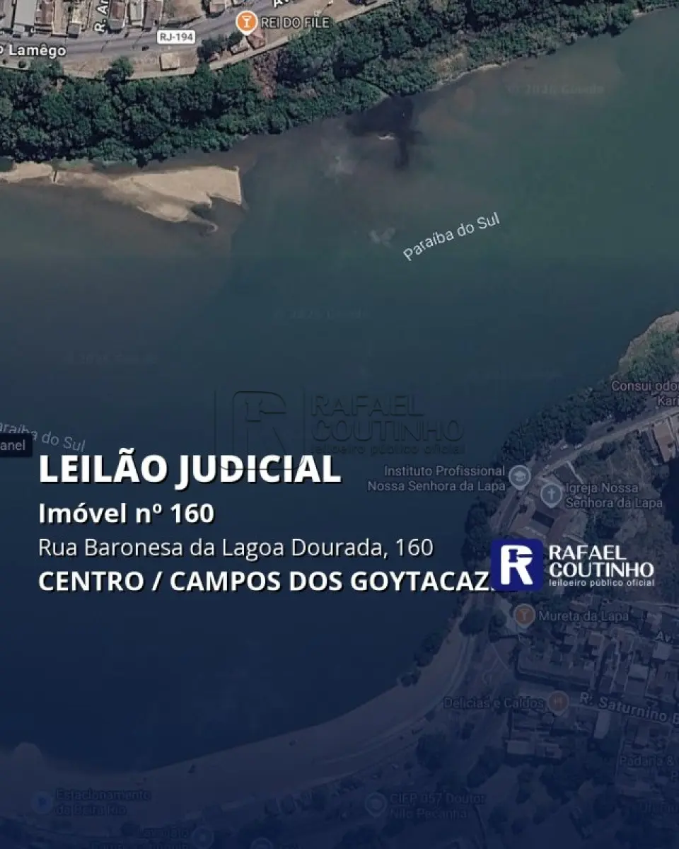 LOTE 001 - Imóvel nº 160 na Rua Baronesa da Lagoa Dourada, 160, Centro, Campos dos Goytacazes/RJ. Pague em até 60 vezes.