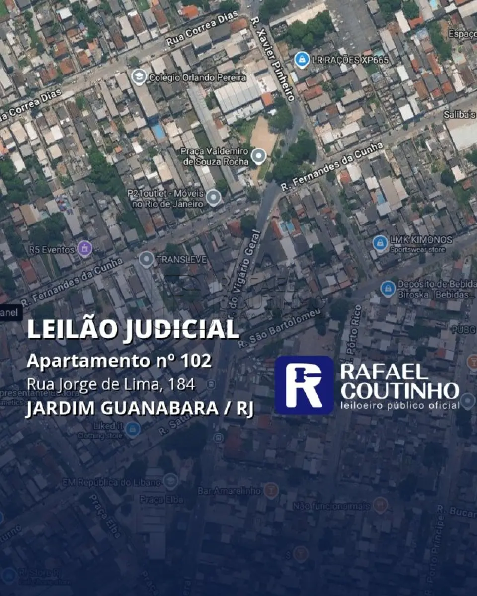 LOTE 001 - Apartamento nº 102 na Rua Jorge de Lima, nº 184, Jardim Guanabara, Ilha do Governador, Rio de Janeiro/RJ. Pague em até 60 vezes.