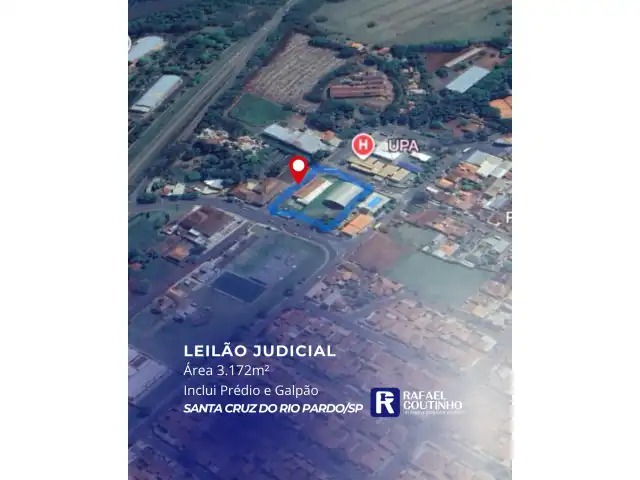 Área 3.172m² com Prédio e Galpão - Santa Cruz do Rio Pardo-SP. Terreno e Respectivas Construções. Pague em até 60 vezes.