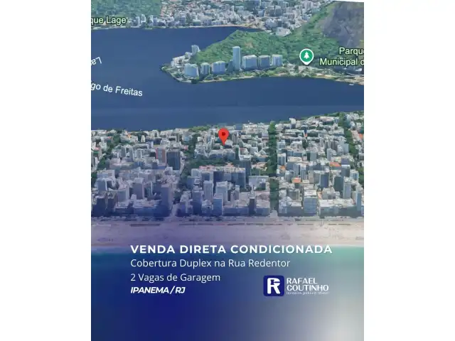 Cobertura Duplex 270m2 na Rua Redentor em Ipanema, RJ. 2 Vagas de Garagem. Prédio construído em em 2018. Aceita Financiamento.