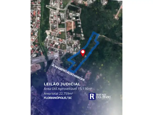Área 22.759m² com 15.136m² de Área Útil Aproveitável - Córrego Grande, Florianópolis/SC. Terreno e Respectivas Construções. Pague em até 60 vezes.