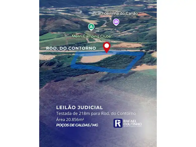 Área 20.856m² com testada de 218m para Rod. do Contorno, Poços de Caldas/MG. Terreno e Respectivas Construções. Pague em até 60 vezes.