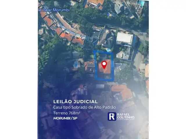 Casa tipo Sobrado de Alto Padrão, Área 768m² no Morumbi/SP - Terreno e Respectivas Construções. Pague em até 60 vezes.