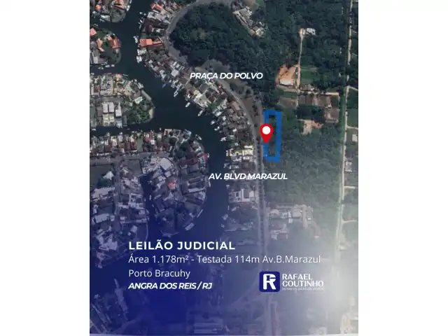 Área 1.178m² com testada de 114m para Av. Blvd. Marazul - Cond Porto Bracuhy, Angra dos Reis/RJ. Terreno e Respectivas Construções. Pague em até 60 vezes.