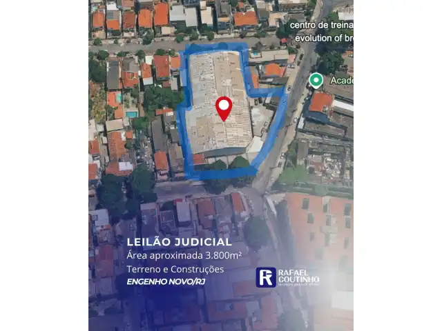 Área aproximada de 3.800m2, incluindo galpão logístico, na R. Paz de Siqueira 154 - Engenho Novo/RJ - Terreno e Respectivas Construções.