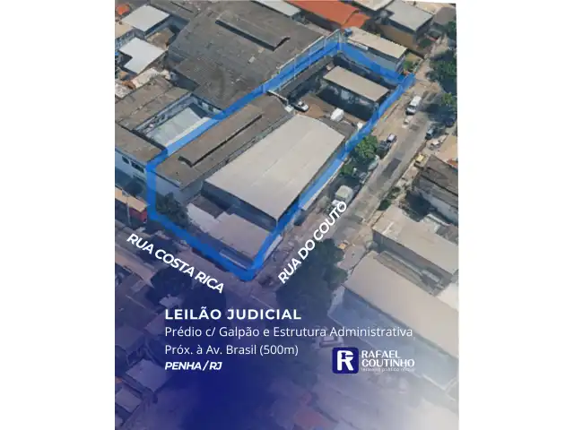 Edificação Comercial próx. à Av. Brasil na Penha/RJ. Terreno e Respectivas Construções. Pague em até 60 vezes.