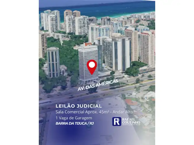 Sala Comercial Aprox. 45m² com Vaga no Edifício Barra Space Center – Av. das Américas, Barra da Tijuca/RJ. Pague em até 60 vezes.