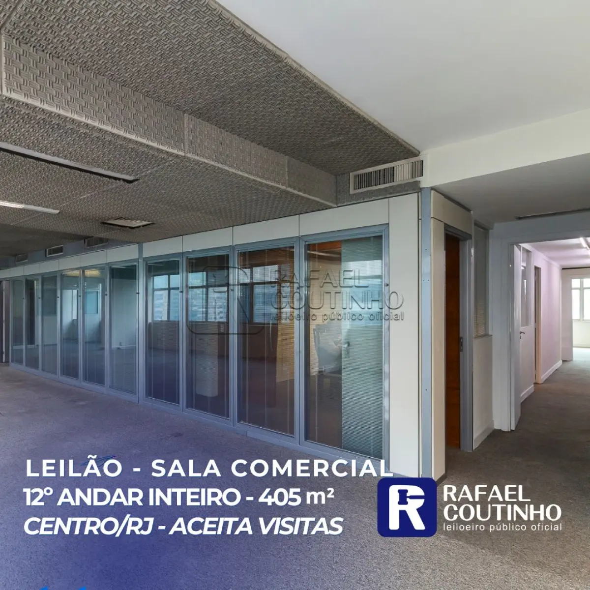 LOTE 001 - Sala Comercial c/ 405 m² - 12º Andar - Vista Mar - Única no andar. Localizada na Rua do Mercado, Centro, Rio de Janeiro/RJ - Em frente a Bolsa de Valores RJ. Pague em até 240 vezes.