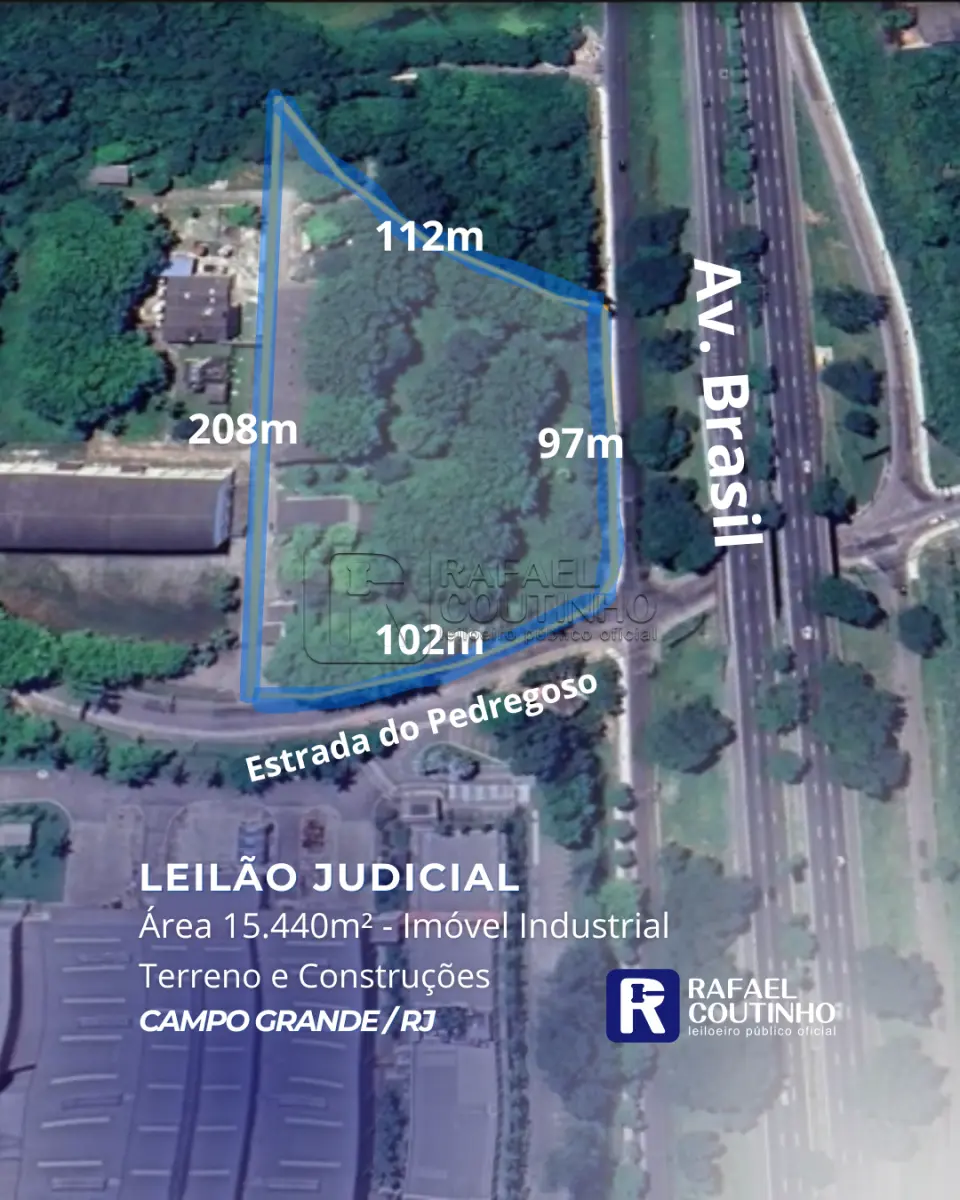 LOTE ÚNICO - Complexo Logístico 15.440m² na Calha da Av. Brasil: Galpão 4.144m², Área Estratégica do CODIN. Fácil acesso ao Arco Metropolitano e Possíveis Incentivos Fiscais. Campo Grande/RJ. Terreno e Construções. Parcelamento em até 60x.