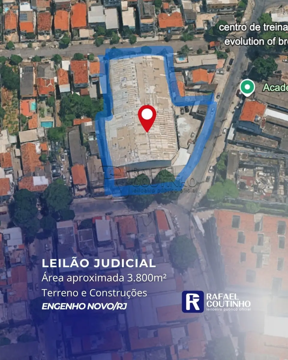 LOTE ÚNICO - Área aproximada de 3.800m2, incluindo galpão logístico, na R. Paz de Siqueira 154 - Engenho Novo/RJ - Terreno e Respectivas Construções.