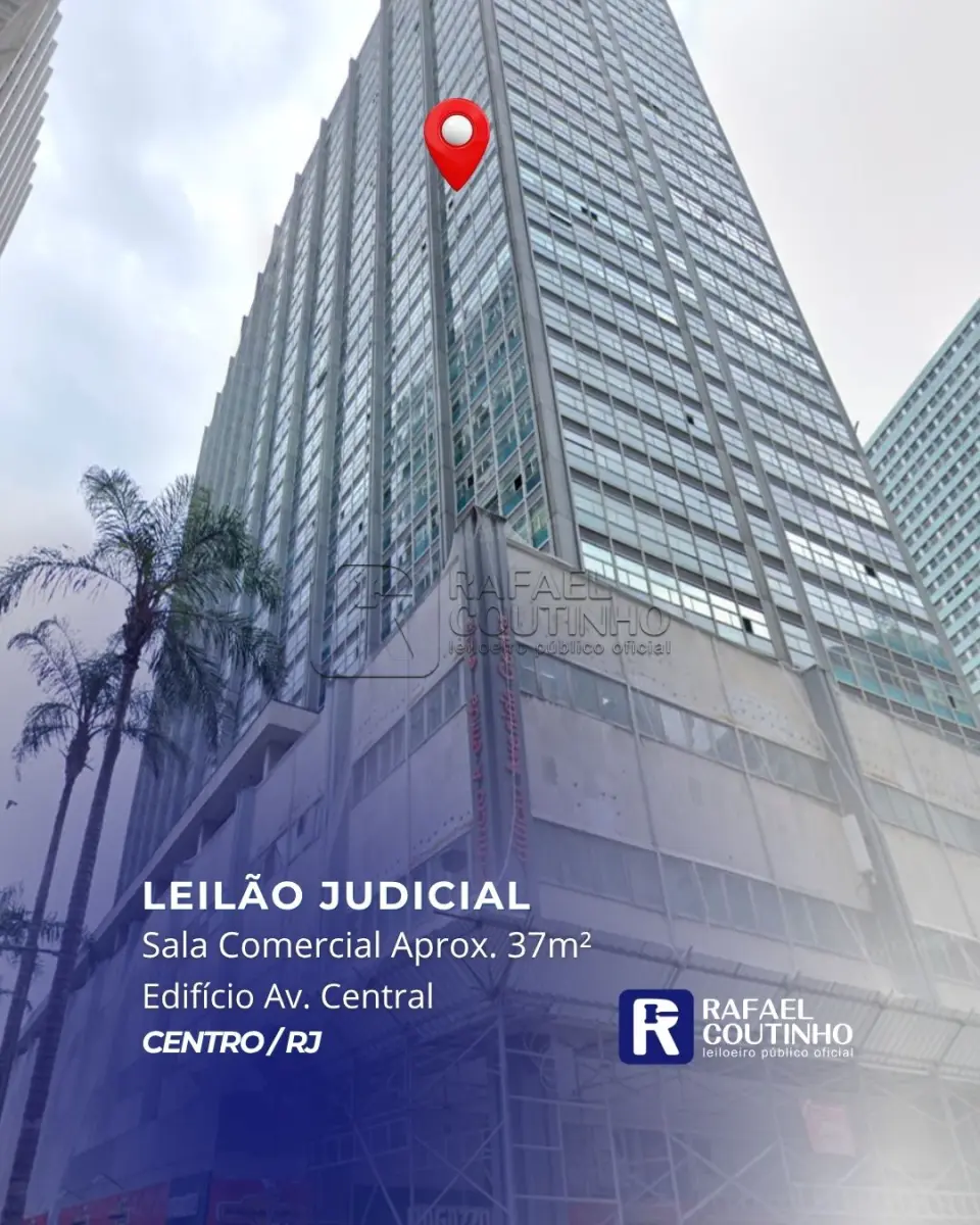 LOTE ÚNICO - Sala Comercial nº902, Aprox. 37m² no Ed. Av. Central, Centro/RJ. Pague em até 60 vezes.