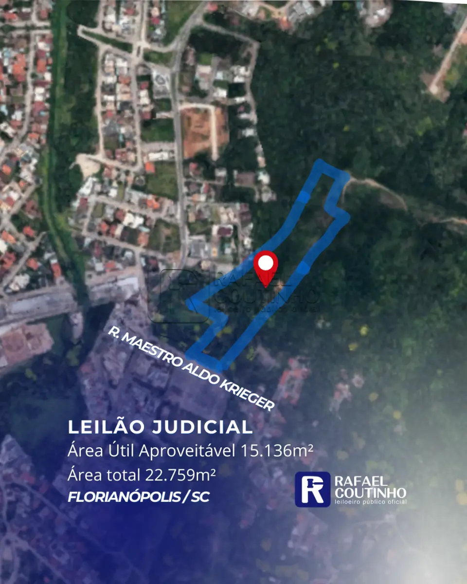 LOTE ÚNICO - Área 22.759m² com 15.136m² de Área Útil Aproveitável - Córrego Grande, Florianópolis/SC. Terreno e Respectivas Construções. Pague em até 60 vezes.