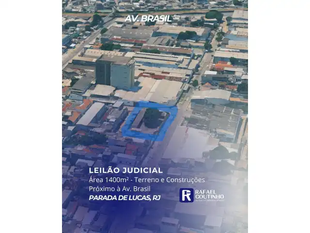 Área 1.400m² próximo à Av. Brasil - Parada de Lucas/RJ. Terreno e Respectivas Construções. Pague em até 60 vezes.
