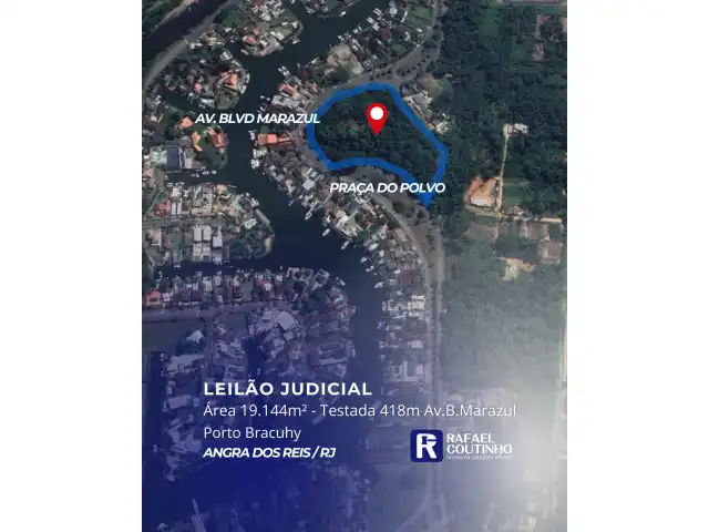 Área 19.144m² com testada de 418m para Av. Blvd. Marazul - Cond Porto Bracuhy, Angra dos Reis/RJ. Terreno e Respectivas Construções. Pague em até 60 vezes.