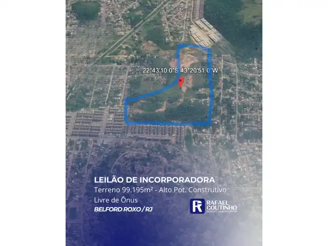 Lote de Terreno 99.195m² - Alto Pot. Construtivo, Livre de Ônus em Belford Roxo/RJ.