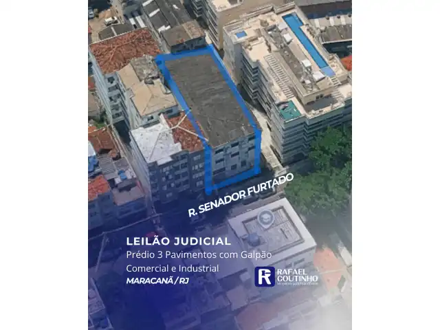 Prédio Industrial de 3 Pavimentos com Galpão no Maracanã/RJ. Terreno e Respectivas Construções. Pague em até 60 vezes.