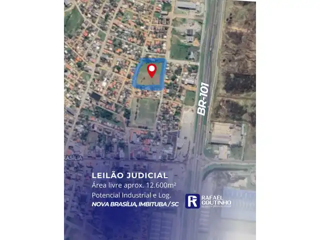 Área aprox. 12.600m² em Imbituba/SC – Testada 120m para rua – Divisa com antiga CODISC. Pague em até 5 vezes.