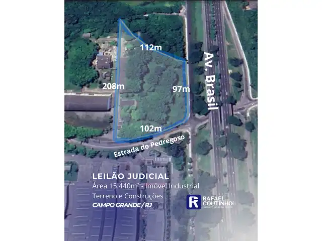 Complexo Logístico 15.440m² na Calha da Av. Brasil: Galpão 4.144m², Área Estratégica do CODIN. Fácil acesso ao Arco Metropolitano e Possíveis Incentivos Fiscais. Campo Grande/RJ. Terreno e Construções. Parcelamento em até 60x.