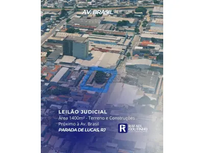 Área 1.400m² próximo à Av. Brasil - Parada de Lucas/RJ. Terreno e Respectivas Construções. Pague em até 60 vezes.