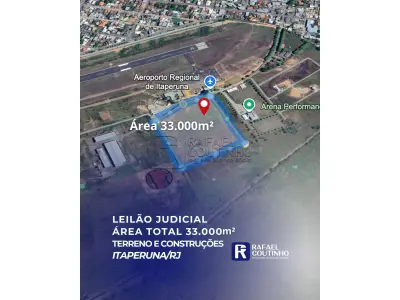 Lote de Terras anexas ao Aeroporto de Itaperuna/RJ - Área total 33.000m². Terreno e Respectivas Construções. Pague em até 60 vezes.