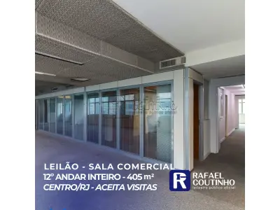 LOTE 001 - Sala Comercial c/ 405 m² - 12º Andar - Vista Mar - Única no andar. Localizada na Rua do Mercado, Centro, Rio de Janeiro/RJ - Em frente a Bolsa de Valores RJ. Pague em até 240 vezes.
