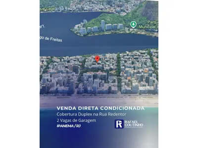 Cobertura Duplex 270m2 na Rua Redentor em Ipanema, RJ. 2 Vagas de Garagem. Prédio construído em em 2018. Aceita Financiamento.