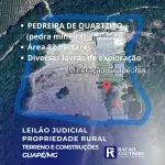 FAZENDA PEDRA VERMELHA COM DIVERSAS LAVRAS DE EXPLORAÇÃO DE QUARTZITO (PEDRA MINEIRA) - ÁREA 82,53 HECTARES EM GUAPÉ/MG - TERRENO E RESPECTIVAS CONSTRUÇÕES. PAGUE EM ATÉ 60 VEZES.