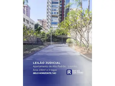 LOTE ÚNICO - Apartamento de Alto Padrão no Bairro de Lourdes, Belo Horizonte/MG. Direito a 3 Vagas de garagem e Box. Pague em até 60 vezes.