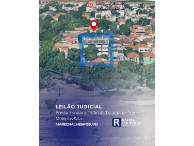 LOTE ÚNICO - Prédio Escolar a Aprox. 150m da Estação de Marechal Hermes. Múltiplas salas de aulas e administrativas. Terreno e Respectivas Construções. Pague em até 60 vezes.
