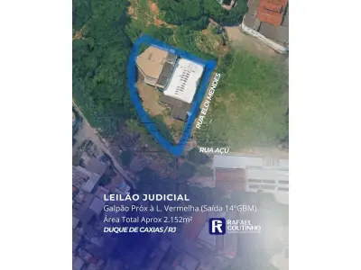 LOTE ÚNICO - Galpão em Duque de Caxias, próximo à Linha Vermelha, Rio de Janeiro. Área total 2.152m². Terreno e Respectivas Construções. Pague em até 60 vezes.