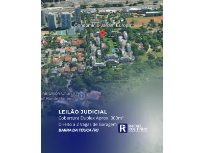 LOTE ÚNICO - Cobertura Duplex Aprox. 300m² - Direito a 2 Vagas de Garagem - Barra da tijuca/RJ. Pague em até 60 vezes.