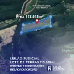 LOTE ÚNICO - Lote de Terras - Área 113.615m² - Núcleo Colonial São Bento, Belford Roxo/RJ. Terreno e Respectivas Construções. Pague em até 60 vezes.