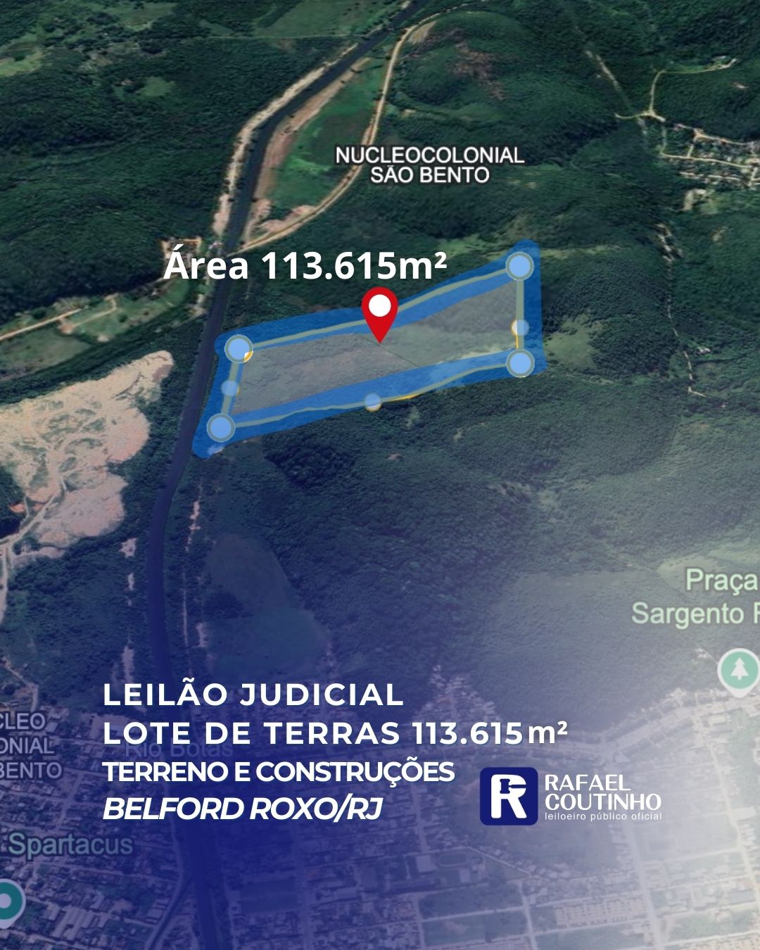 Lote de Terras - Área 113.615m² - Núcleo Colonial São Bento, Belford Roxo/RJ. Terreno e Respectivas Construções. Pague em até 60 vezes.