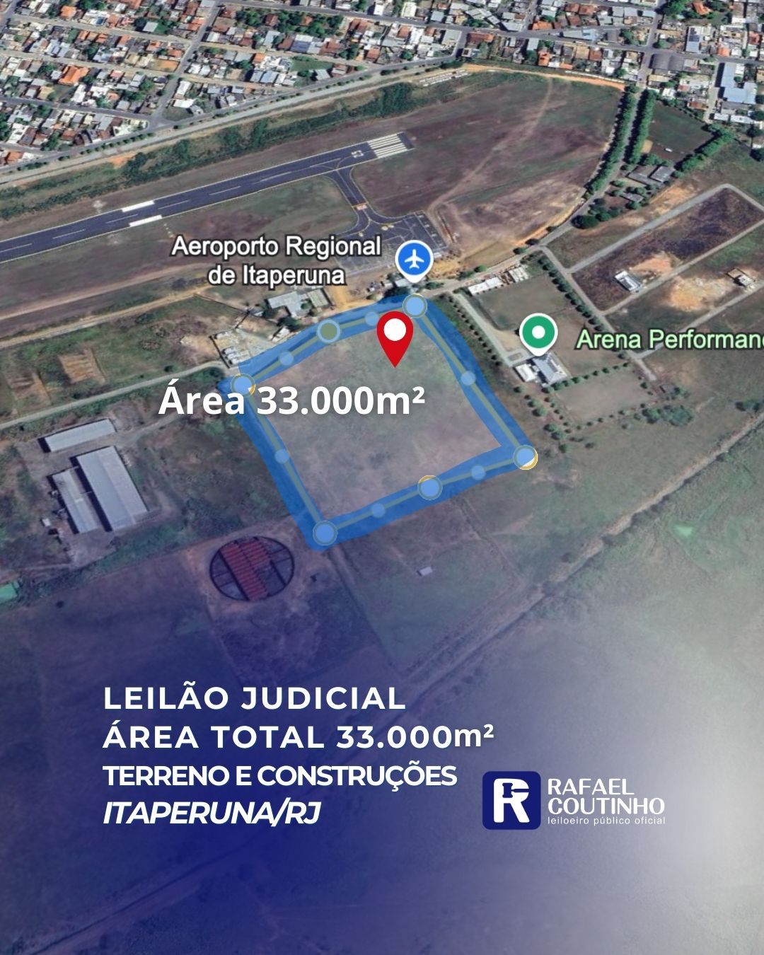 Lote de Terras anexas ao Aeroporto de Itaperuna/RJ - Área total 33.000m². Terreno e Respectivas Construções. Pague em até 60 vezes.