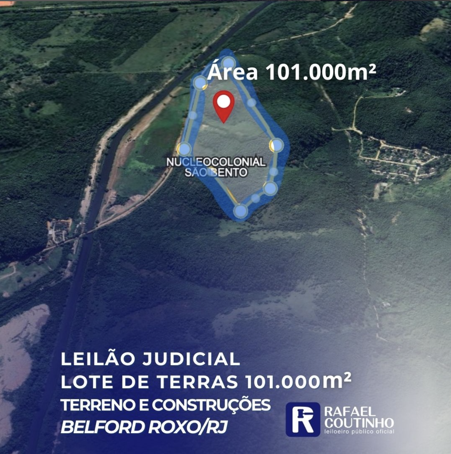 Lote de Terras - Área 101.000m² - Núcleo Colonial São Bento, Belford Roxo/RJ. Terreno e Respectivas Construções. Pague em até 60 vezes.