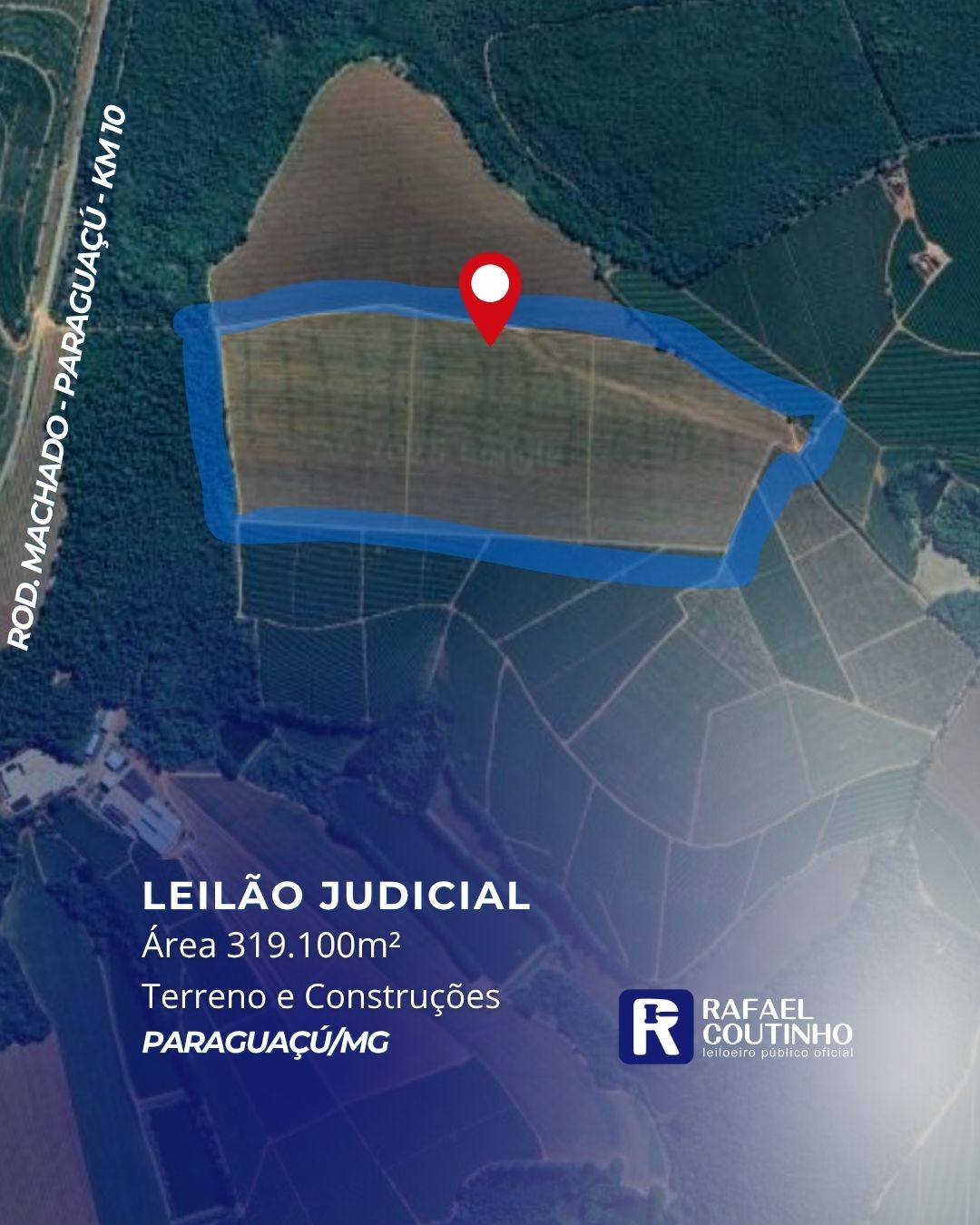 Área 319.100m² - Rodovia Machado-Paraguaçu/MG. Terreno e Respectivas Construções. Pague em até 60 vezes.