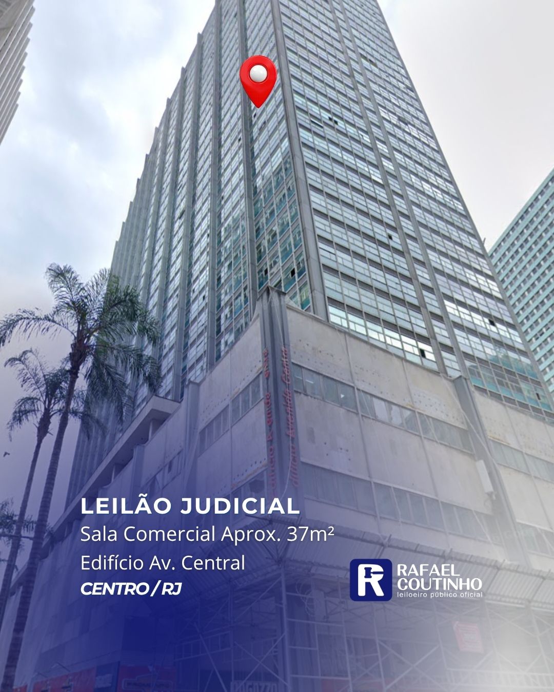 Sala Comercial nº902, Aprox. 37m² no Ed. Av. Central, Centro/RJ. Pague em até 60 vezes.