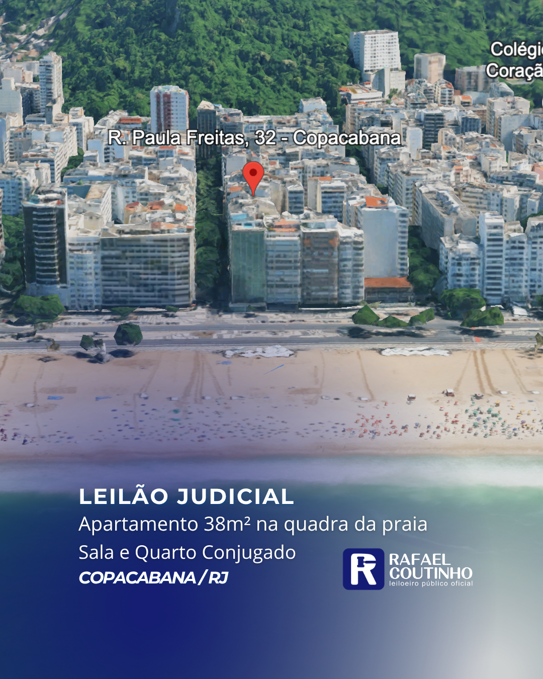 Apartamento 38m² na quadra da praia de Copacabana/RJ. Sala e Quarto Conjugado.