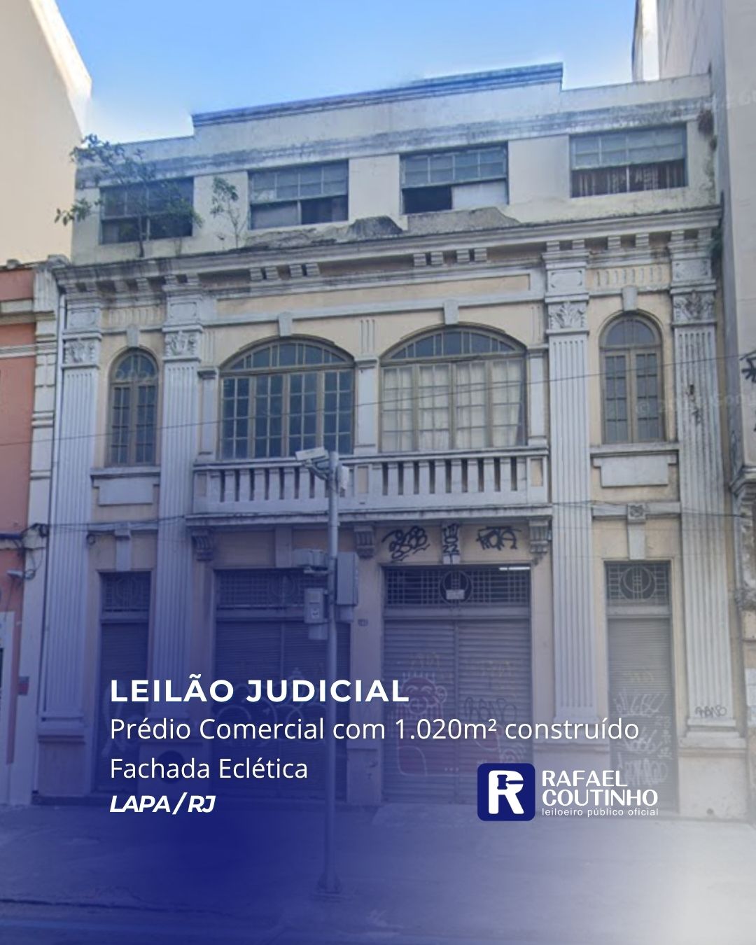 Prédio Comercial de 1.020m² fachada eclética e facilidade logística na Lapa/RJ. Terreno e Respectivas Construções. Pague em até 60 vezes.