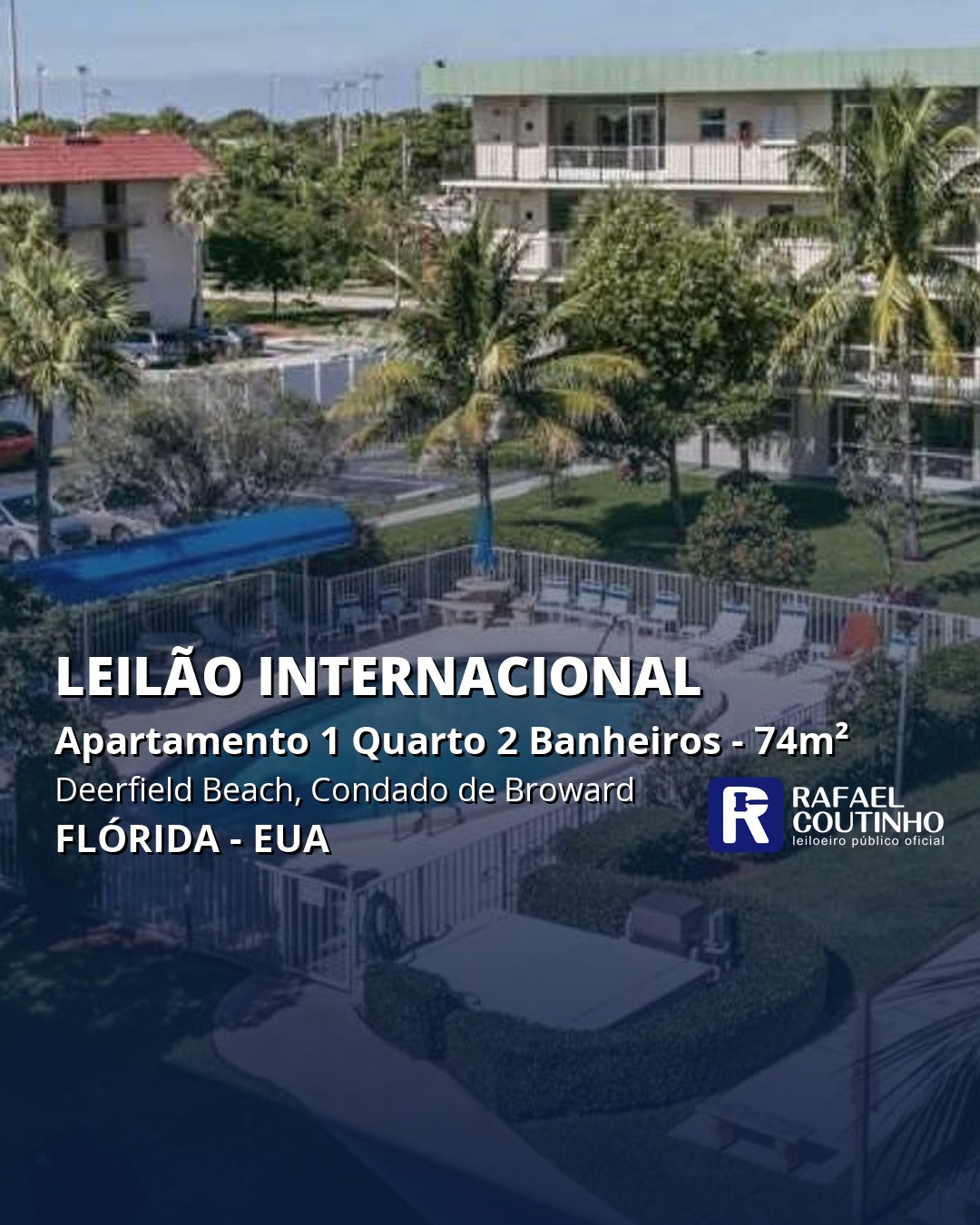 Apartamento 1 Quarto 2 Banheiros 74 m² na região de Deerfield Beach, Condado de Broward/FL, EUA. Venda Direta Internacional.