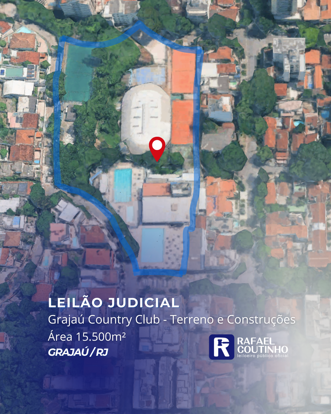 Imóvel onde se encontra o Grajaú Country Club - Área 15.500m² - Terreno e Respectivas Construções. Pague em até 60 vezes.