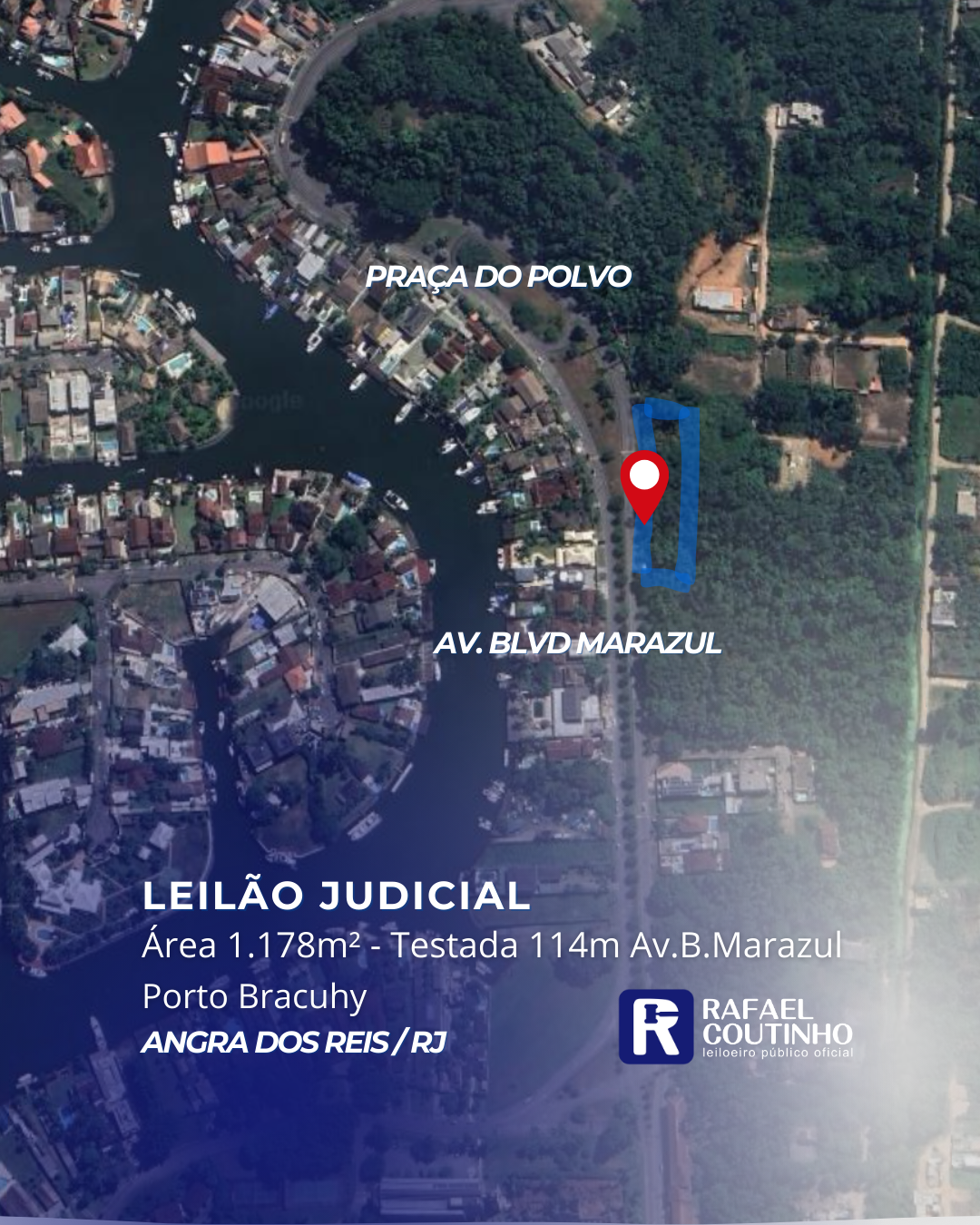 Área 1.178m² com testada de 114m para Av. Blvd. Marazul - Cond Porto Bracuhy, Angra dos Reis/RJ. Terreno e Respectivas Construções. Pague em até 60 vezes.